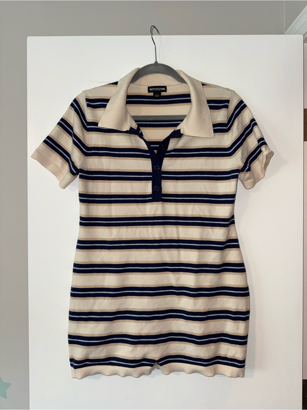 PrettyLittleThing striped knit romper